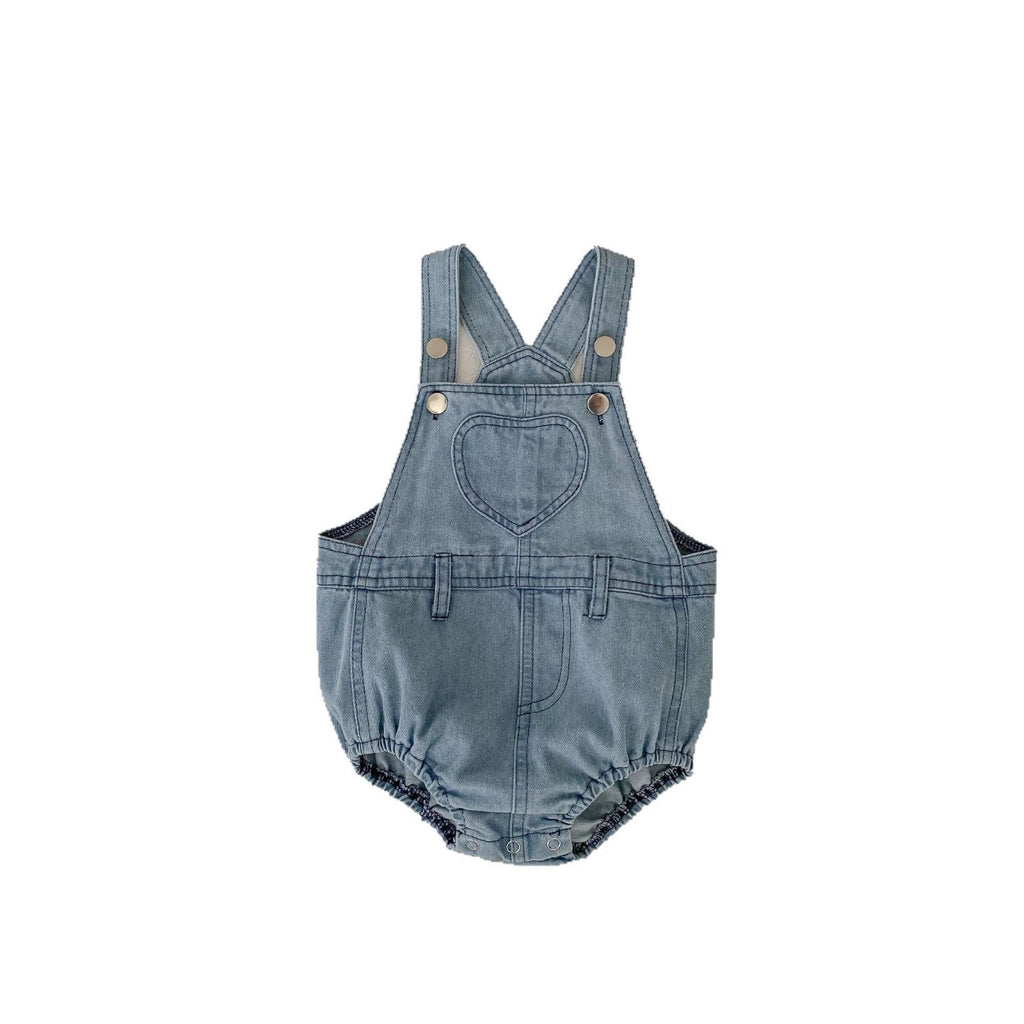Children's Denim Overalls with Heart Print