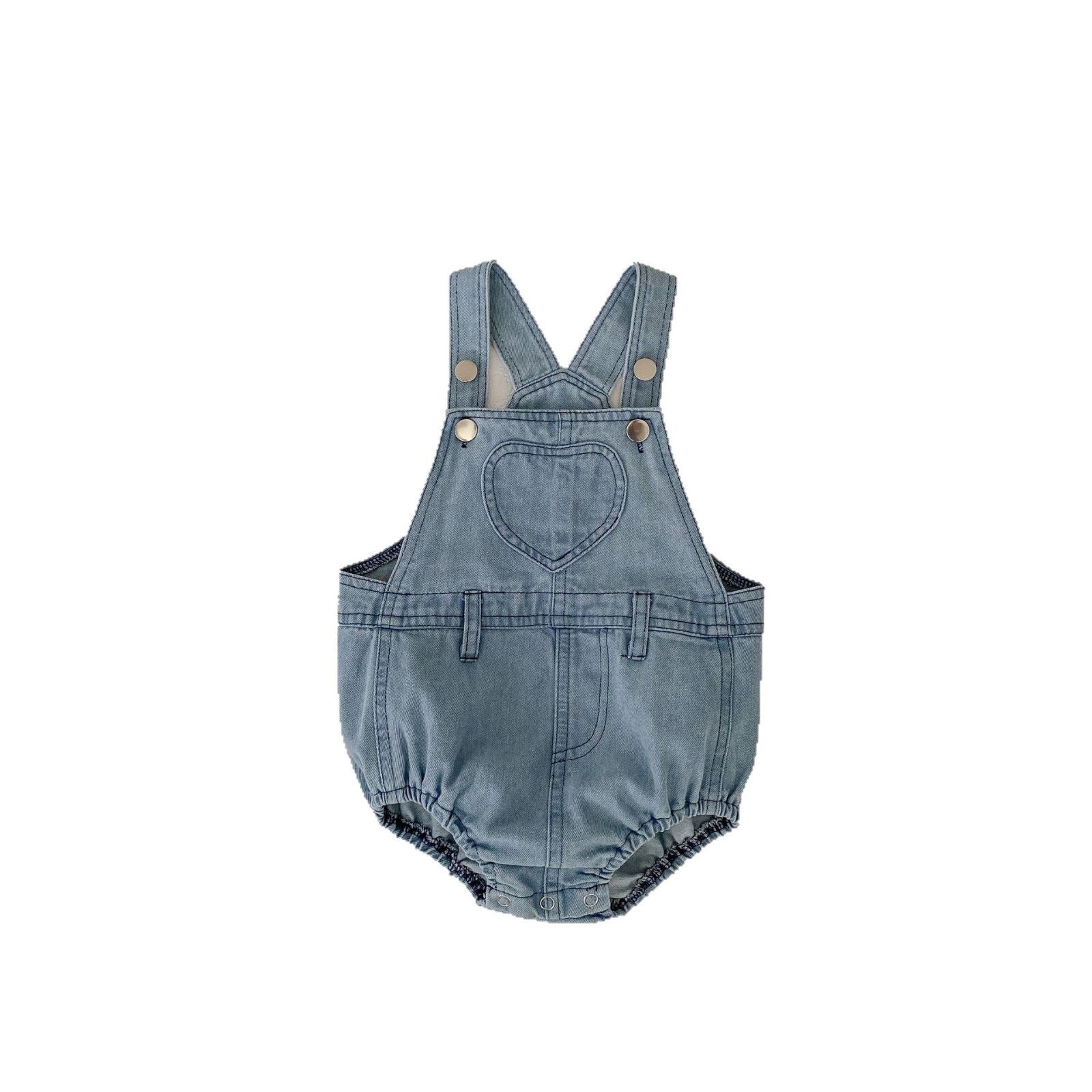 Children's Denim Overalls with Heart Print