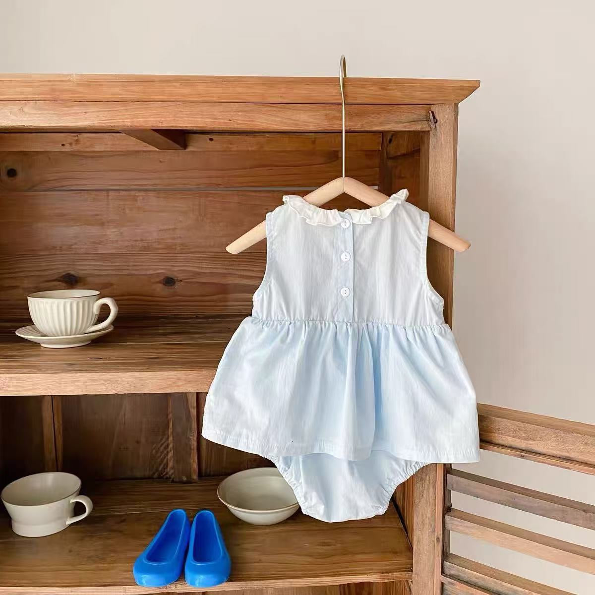 Baby Girls Cotton Mesh Summer Bodysuit