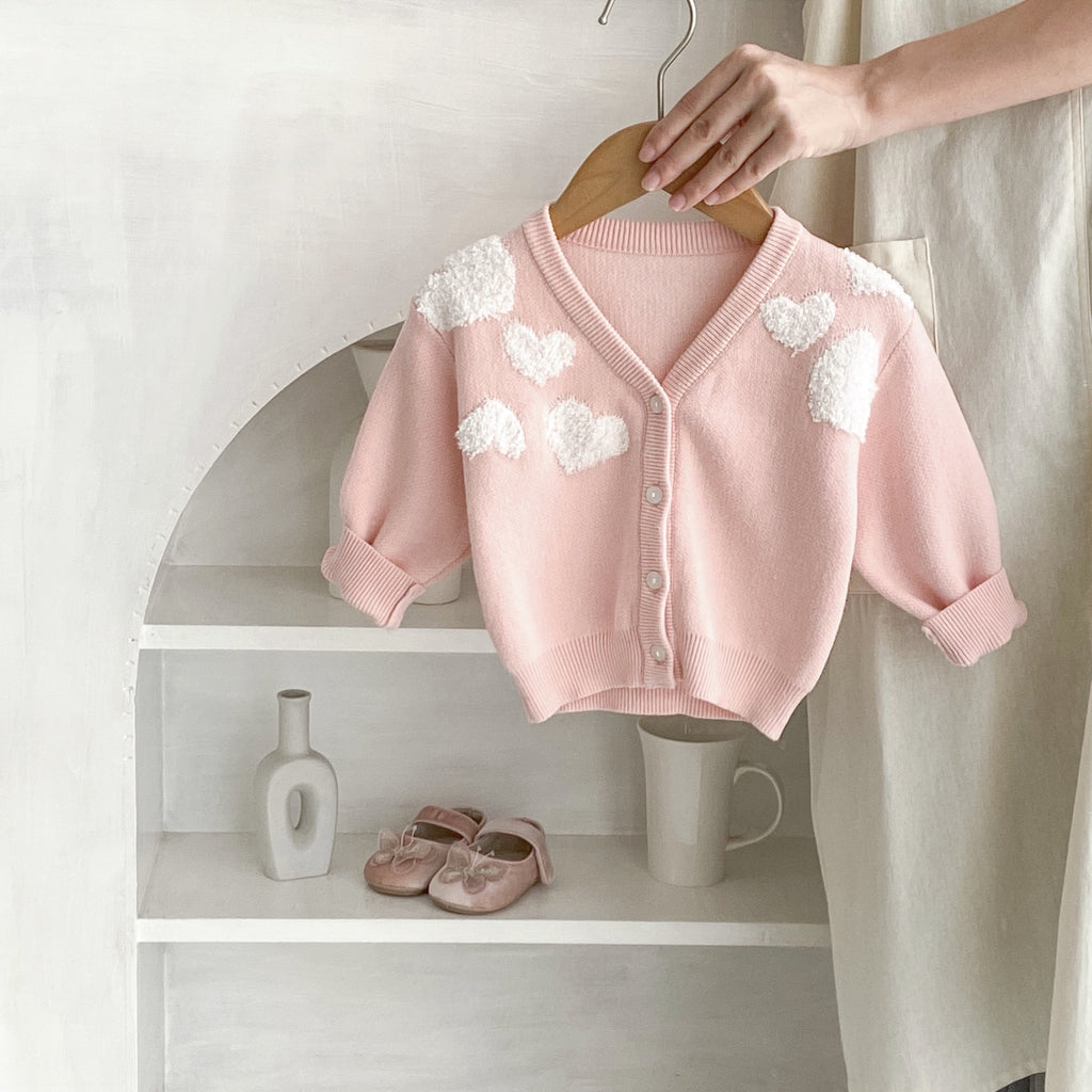 Children's Knitted Cardigan with Love Buttons