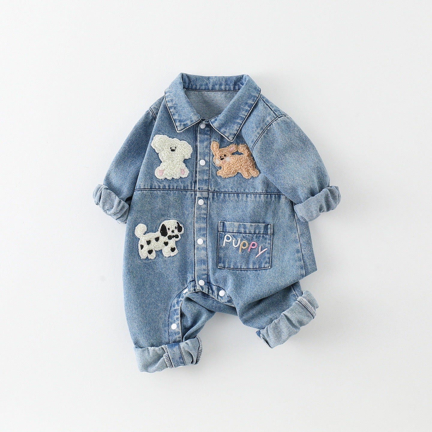 Denim Jumpsuit with Animal Print