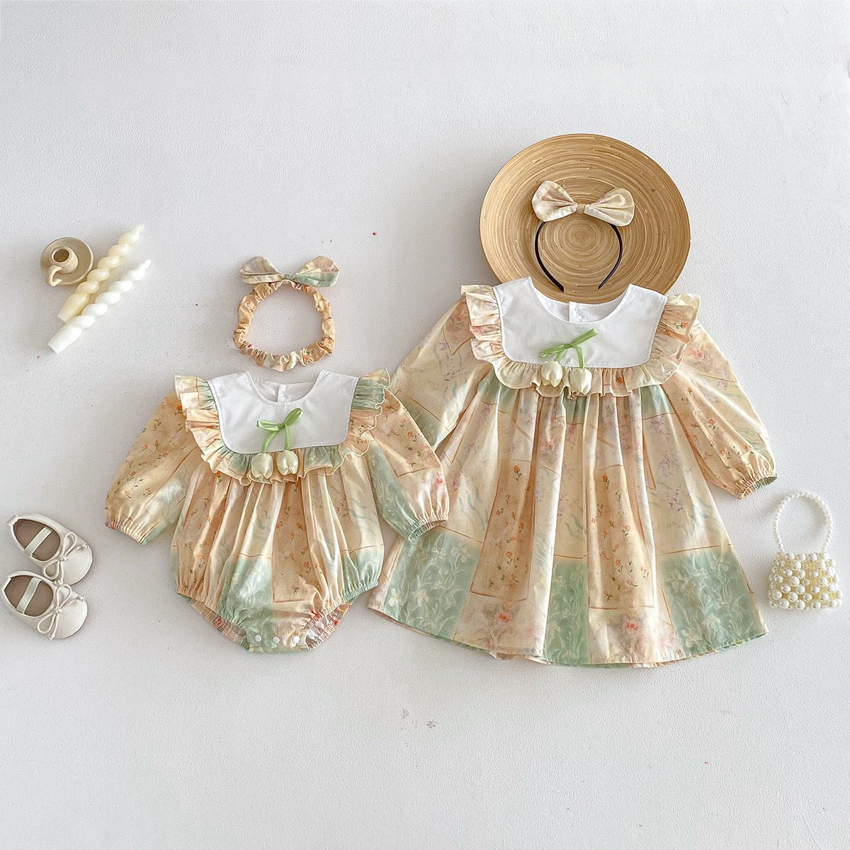 Kids Princess Dresses Long Sleeved Cotton Baby Girl Romper