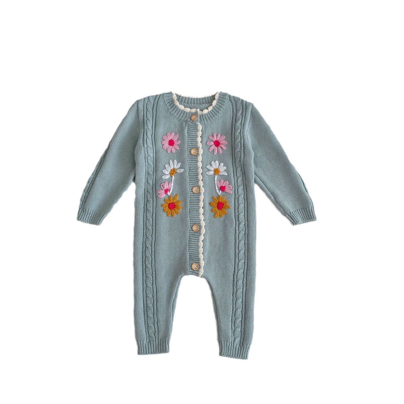 Children's Knitted Jumpsuit with Little Flowers