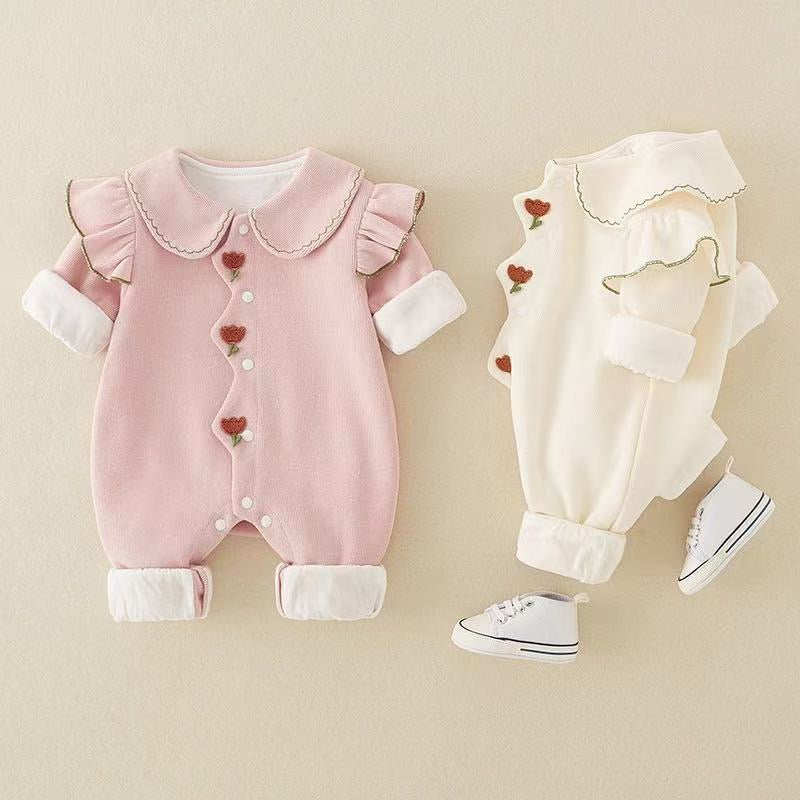 Korean Style Baby Double Layer Romper Autumn Long Sleeve Outfit
