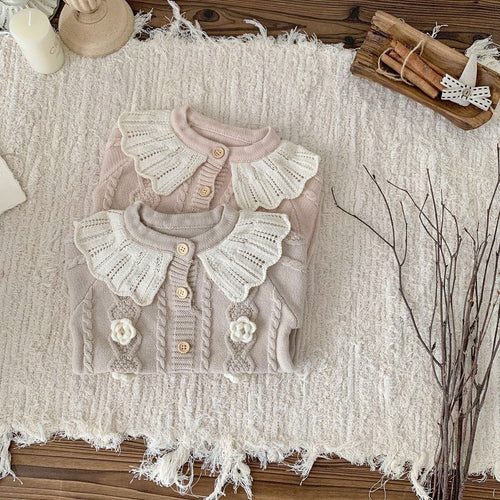 Baby Knitted Bodysuit with Little Flowers