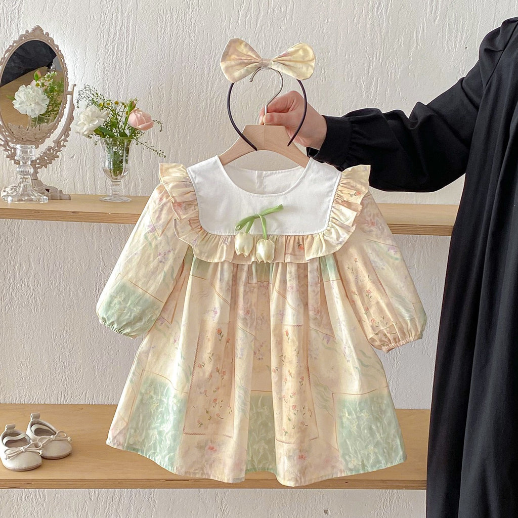 Kids Princess Dresses Long Sleeved Cotton Baby Girl Romper
