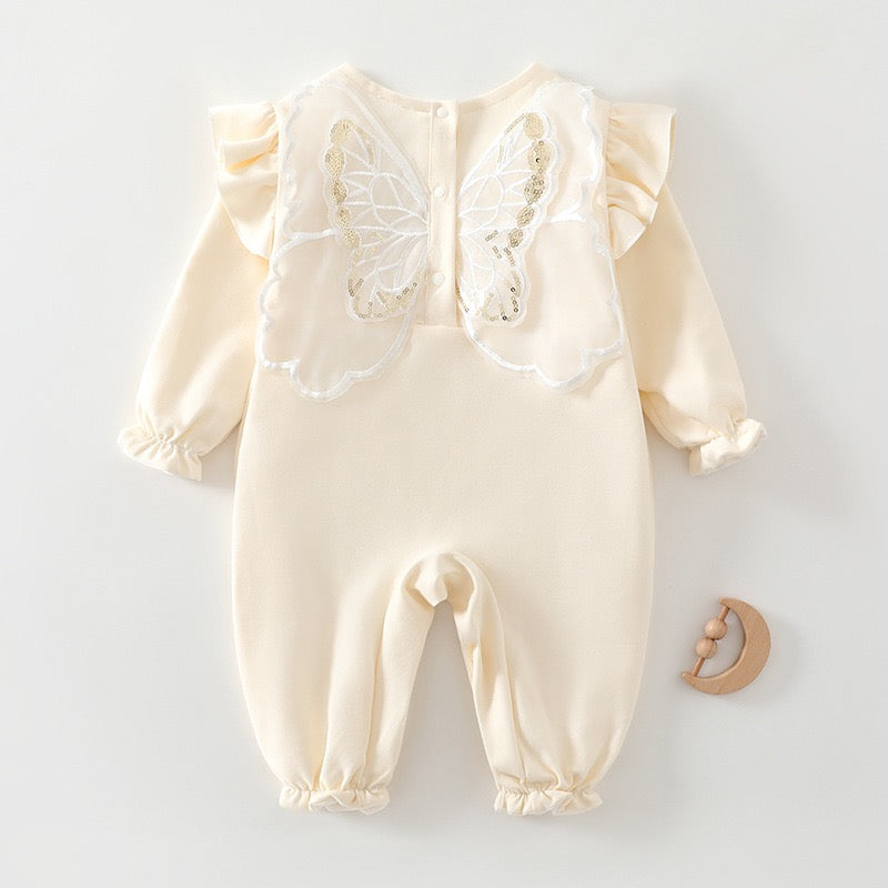 Children's Jumpsuit with Flowers and Wings