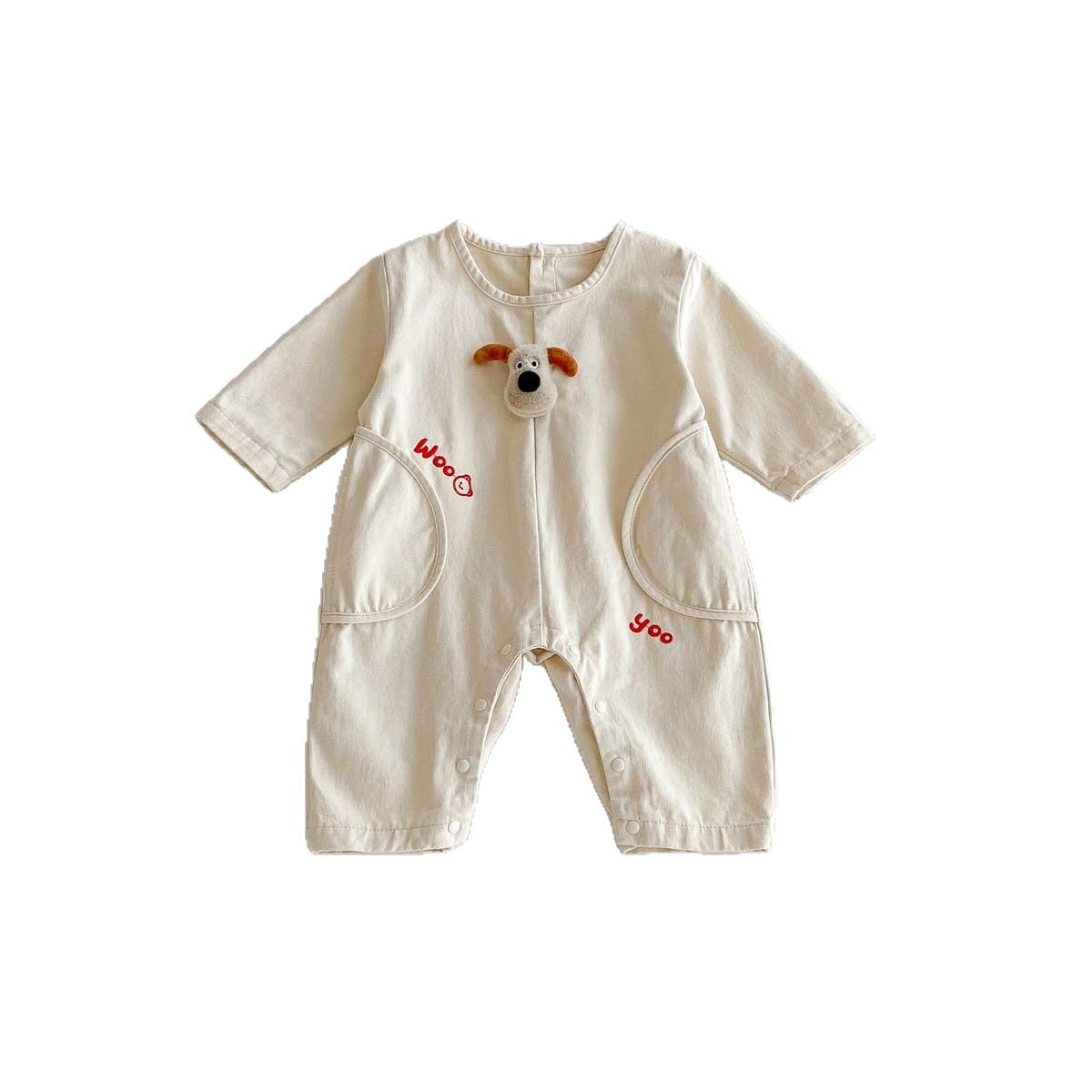 Baby Cartoon Letter Embroidered Long Sleeve Romper