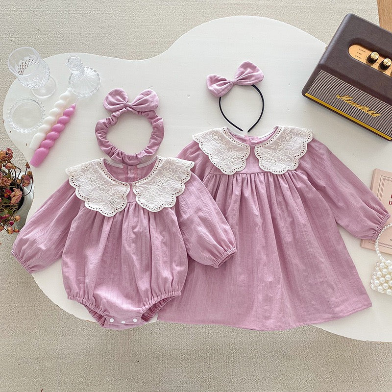 Bodysuit/Dress with Lace Collar