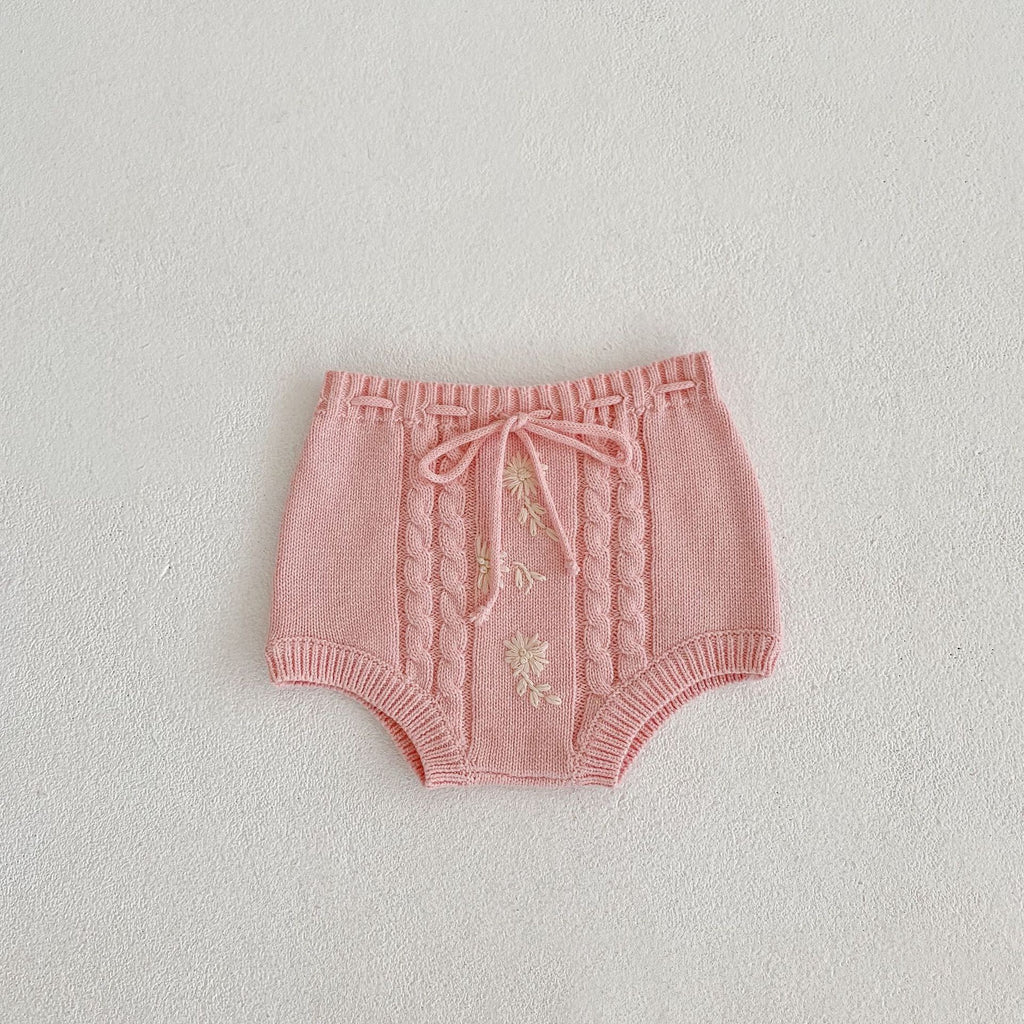 Children's Knitted Set with Embroidered Flowers