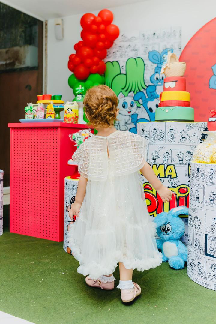 Vestito glitterato per bambine con ruches