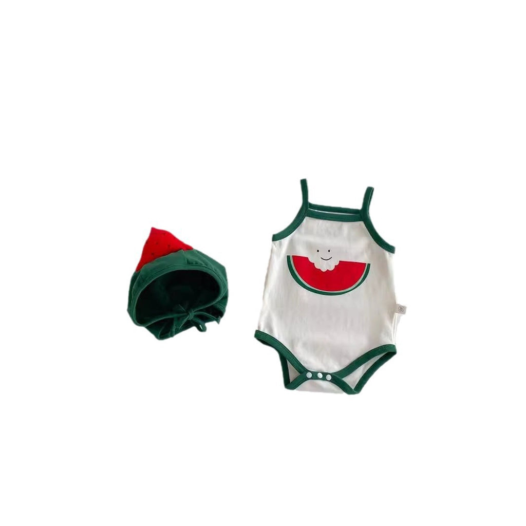 Watermelon Jumpsuit Hat 2pcs Baby Rompers