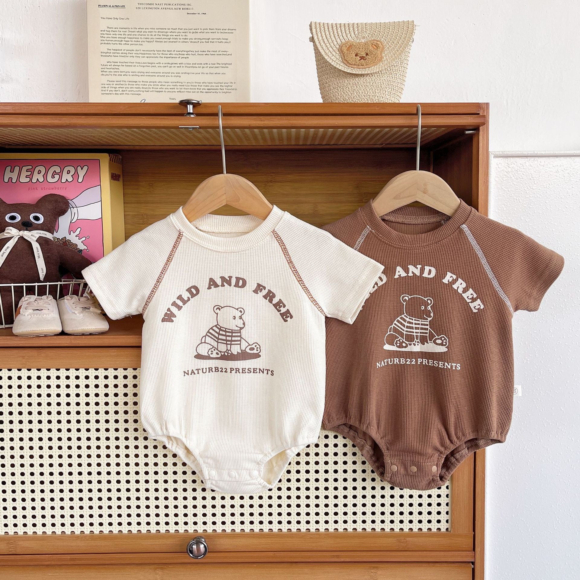 Baby Summer Bodysuit with Teddy Bear Design