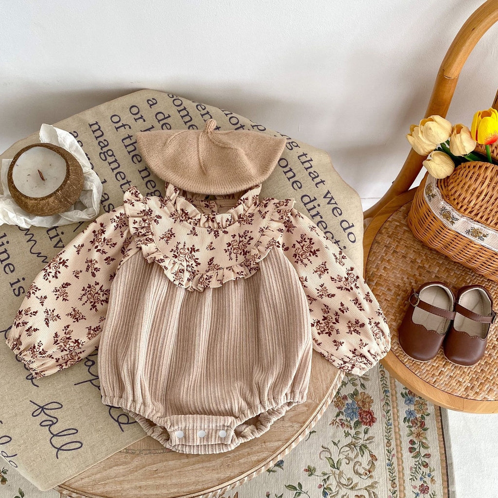 Baby Girl Corduroy Bodysuit with Hat