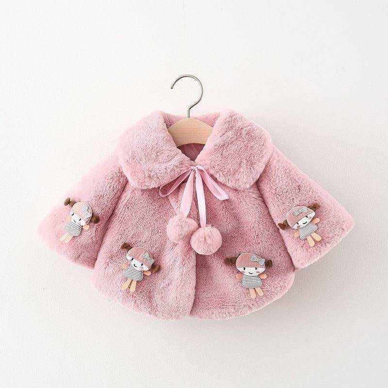 Children's Jacket with Pompom and Doll Design