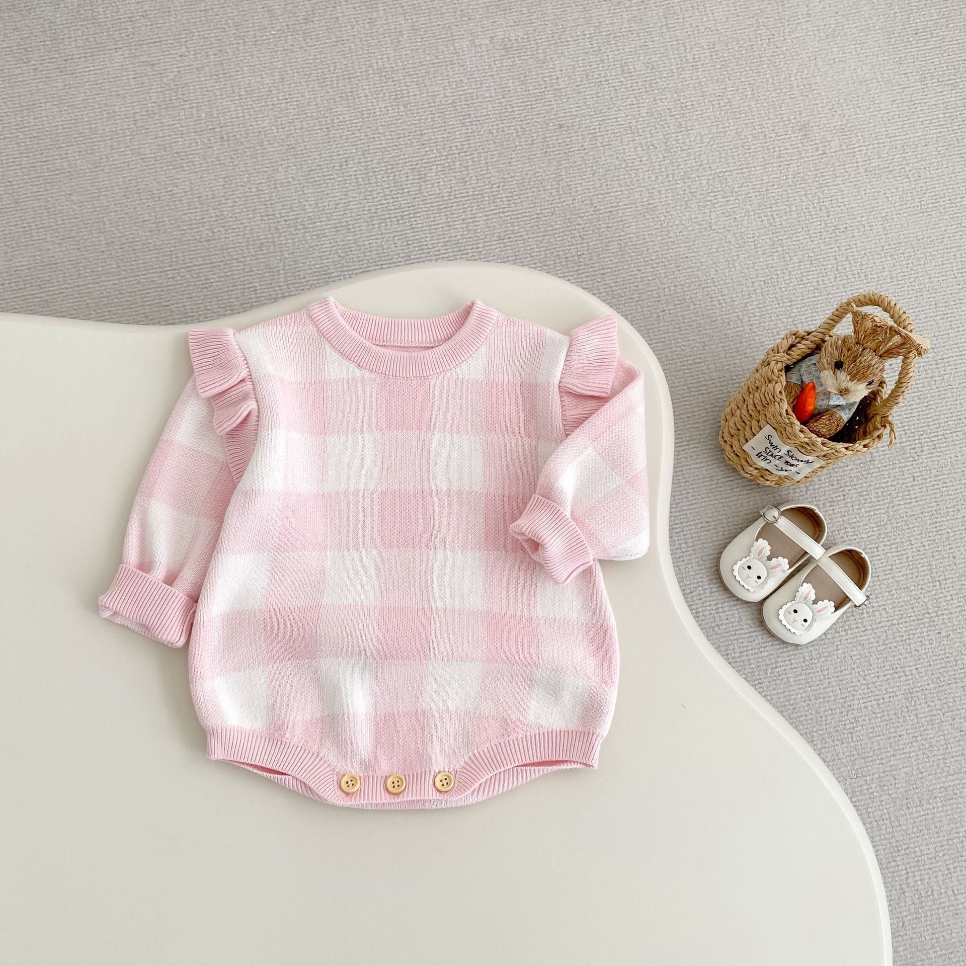 Baby Checkered Knit Romper