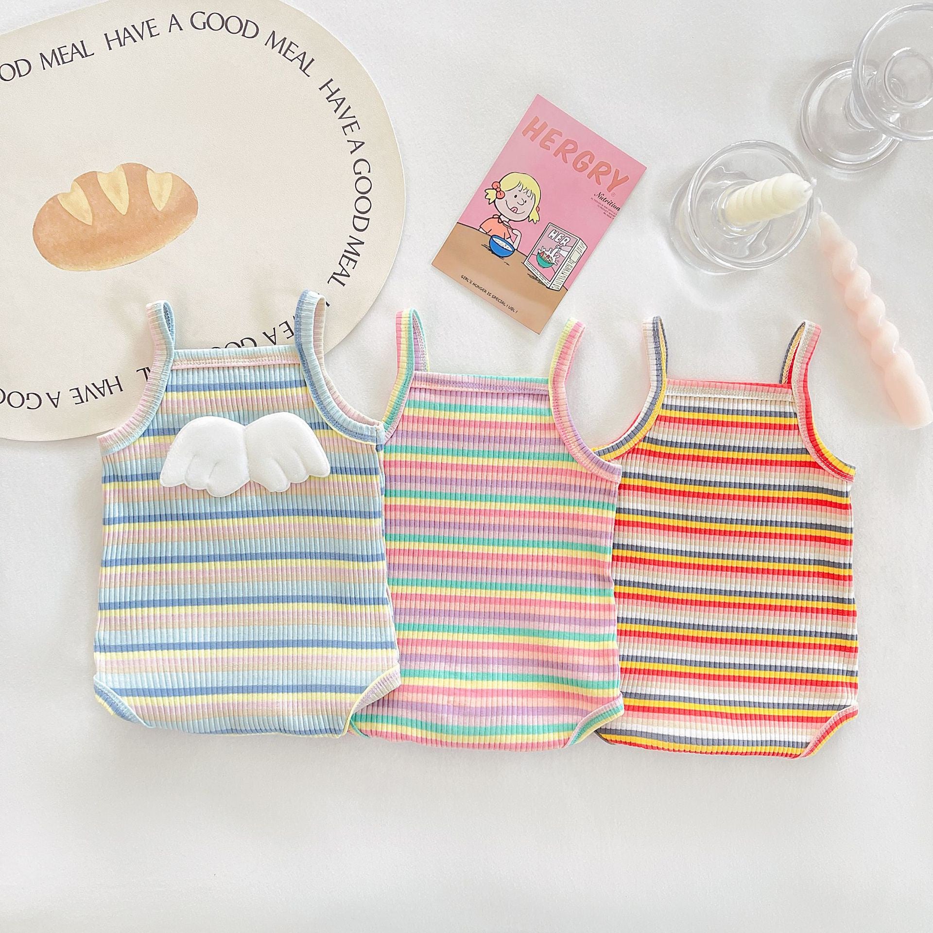 Baby Bodysuit with Floral Stripes
