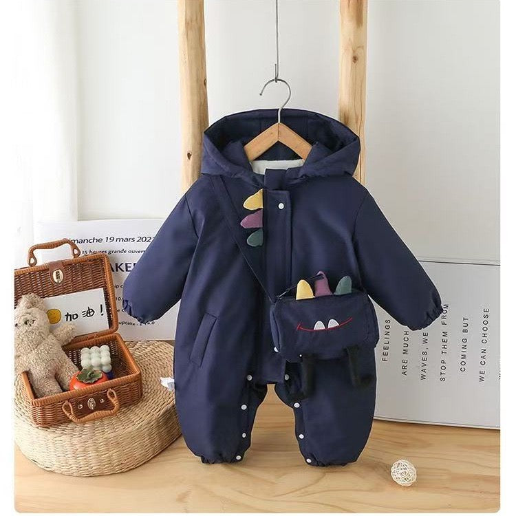 Children's Dinosaur Jumpsuit with Pouch
