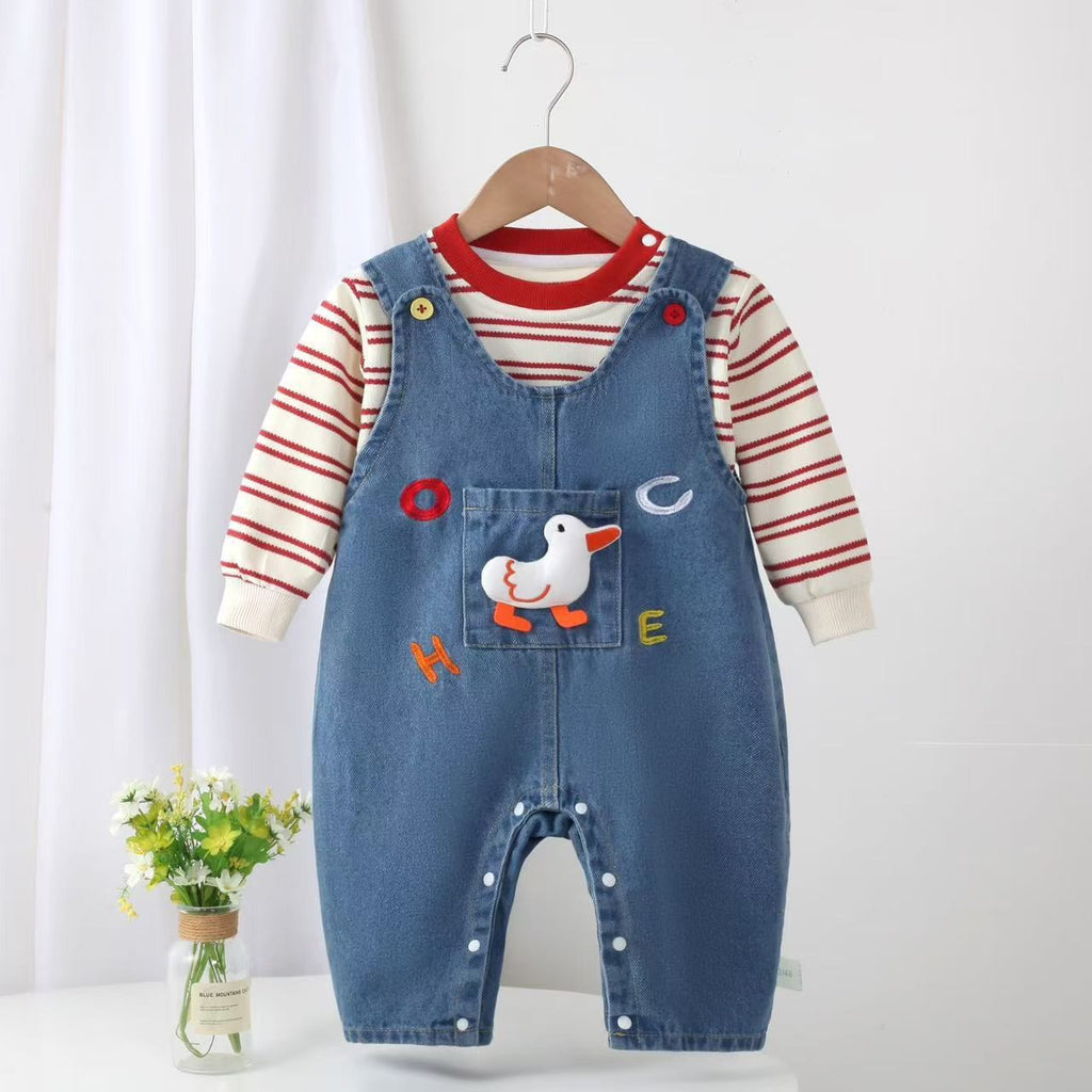 Baby Girls Cartoon Denim Overalls