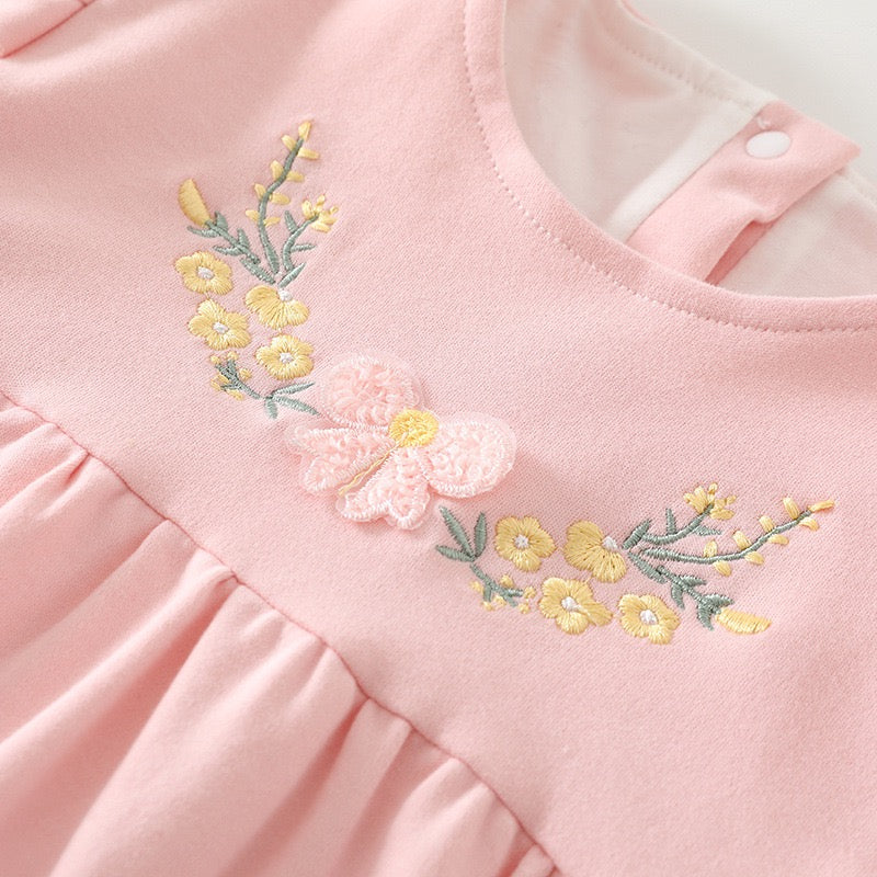 Children's Jumpsuit with Flowers and Wings