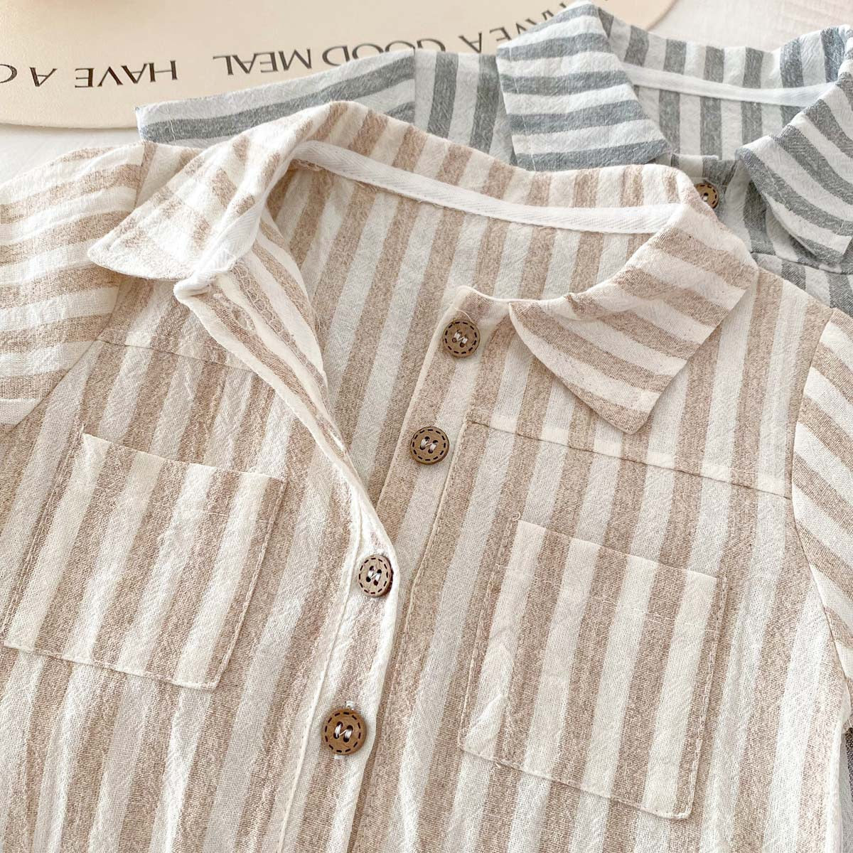 Baby Boys Striped Collared Romper