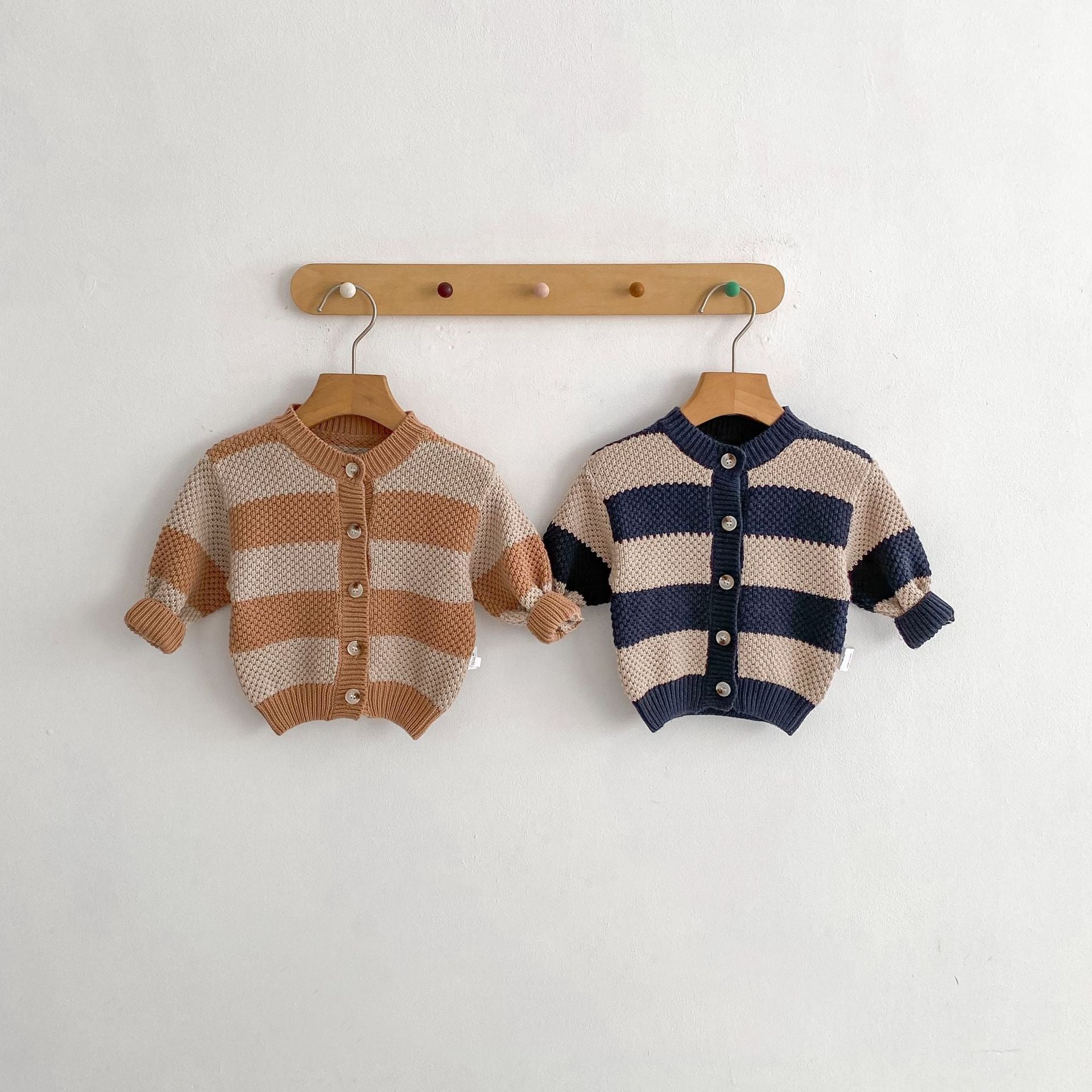 Baby Striped Knitted Cardigan Loose Outerwear