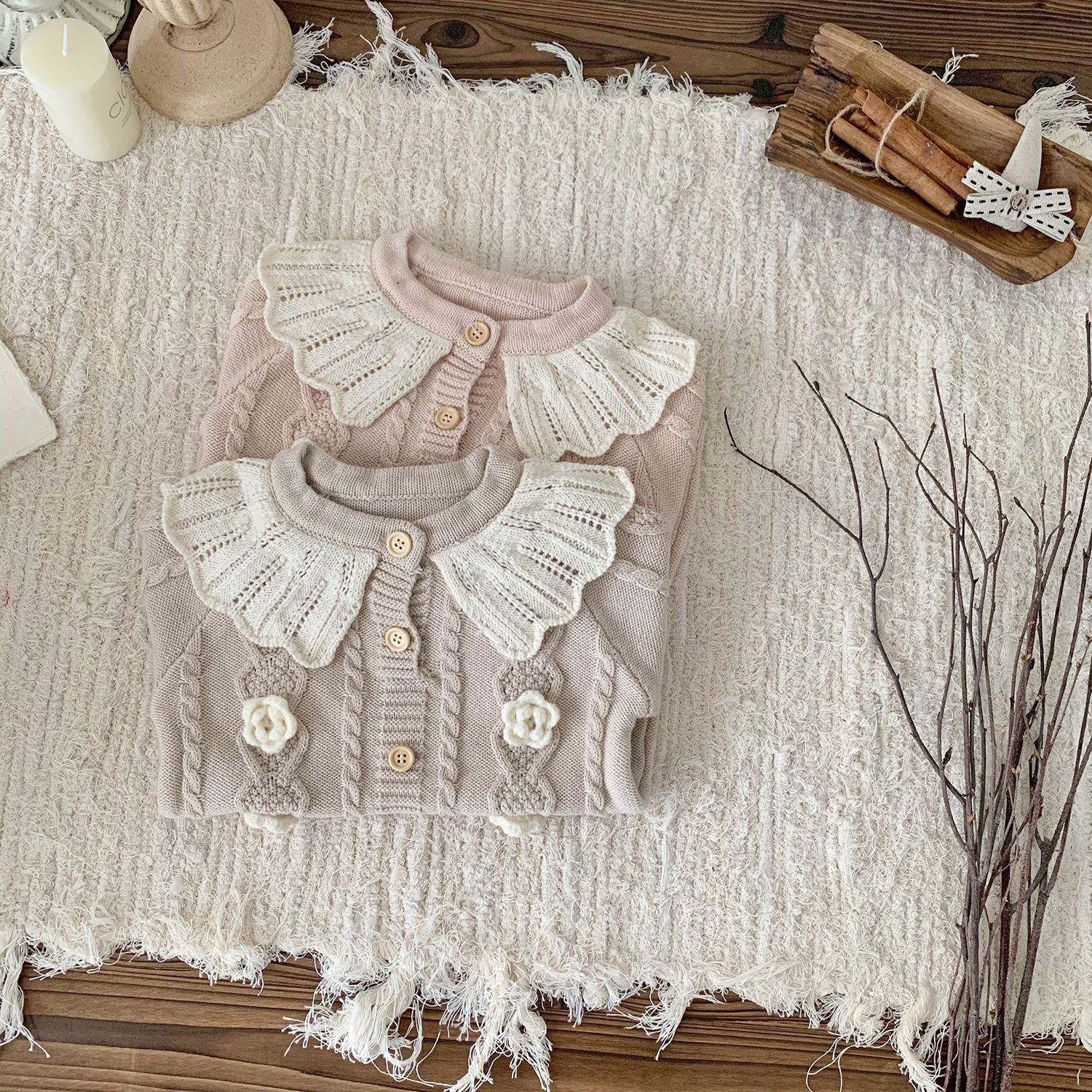 Baby Knitted Bodysuit with Little Flowers
