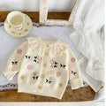 Girls' Knitted Sweater with Flowers