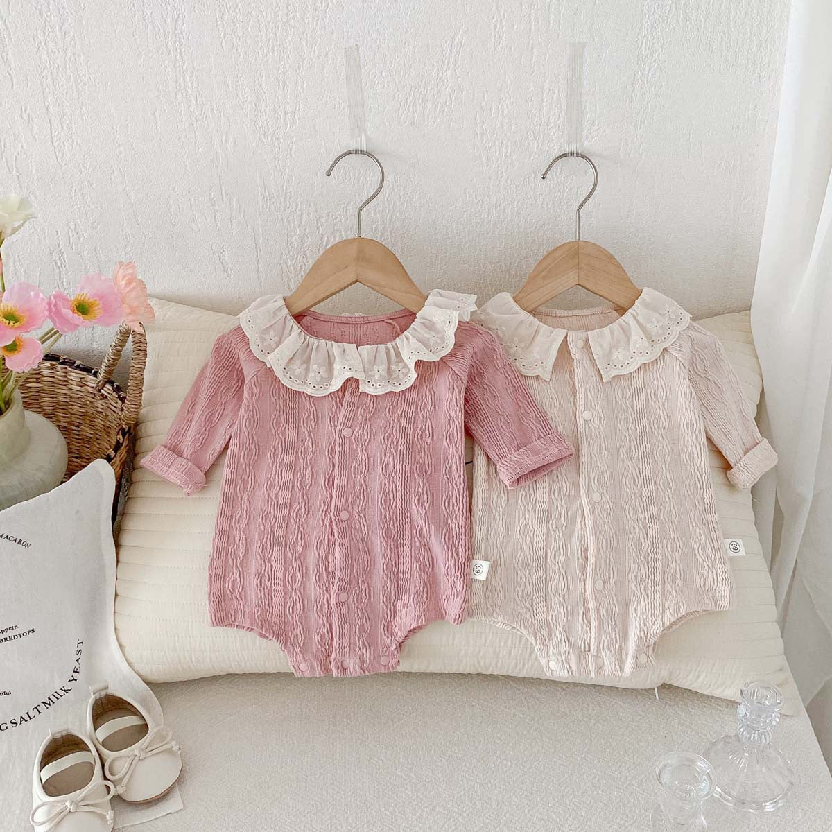 Baby Bodysuit with Lace Collar