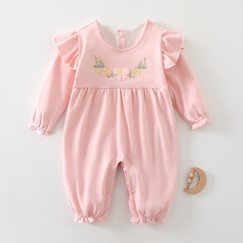 Children's Jumpsuit with Flowers and Wings