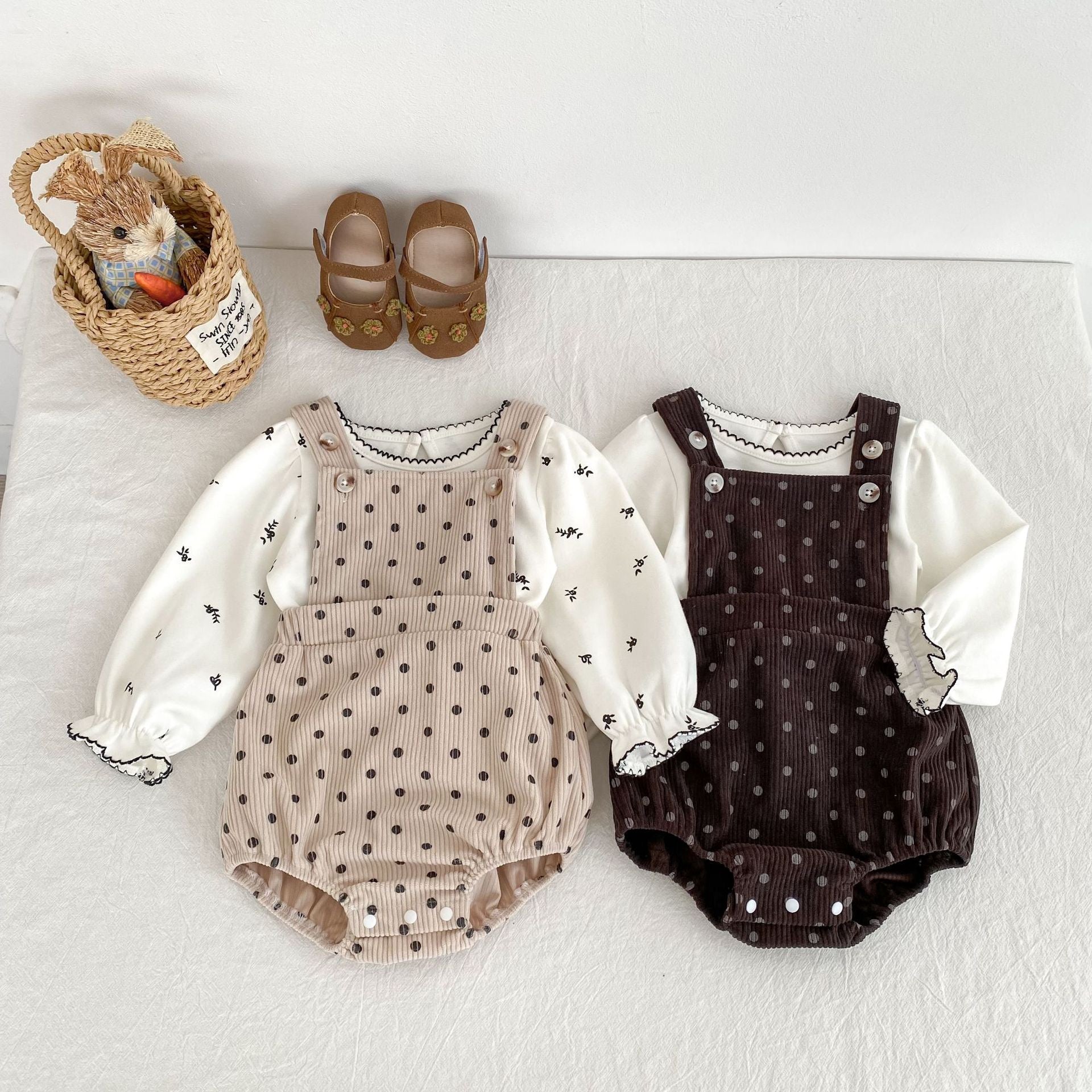 Baby Girl Polka Dot Sleeveless Strap Bodysuit