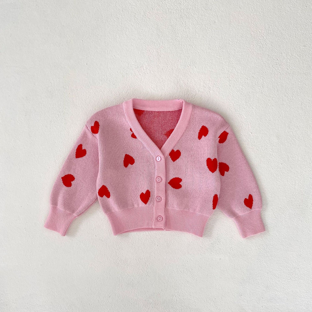 Pink Children's Cardigan with Hearts