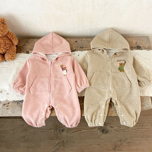Baby Onesie with Teddy Bear and Pocket