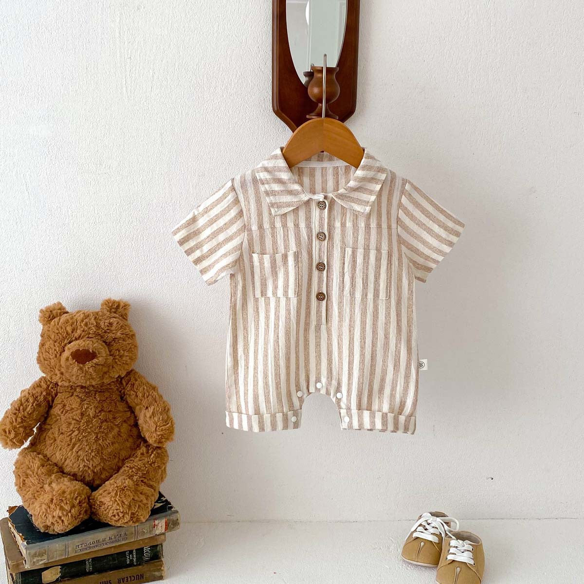 Baby Boys Striped Collared Romper