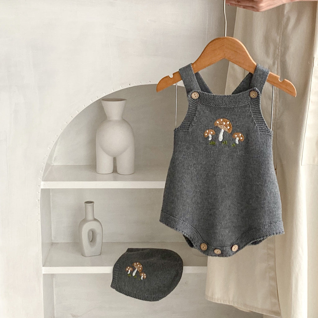 Baby Bodysuit with Mushroom Knit