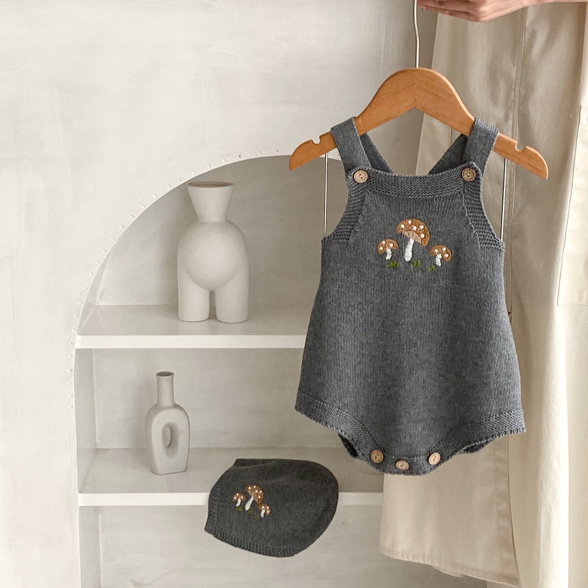 Baby Bodysuit with Mushroom Knit