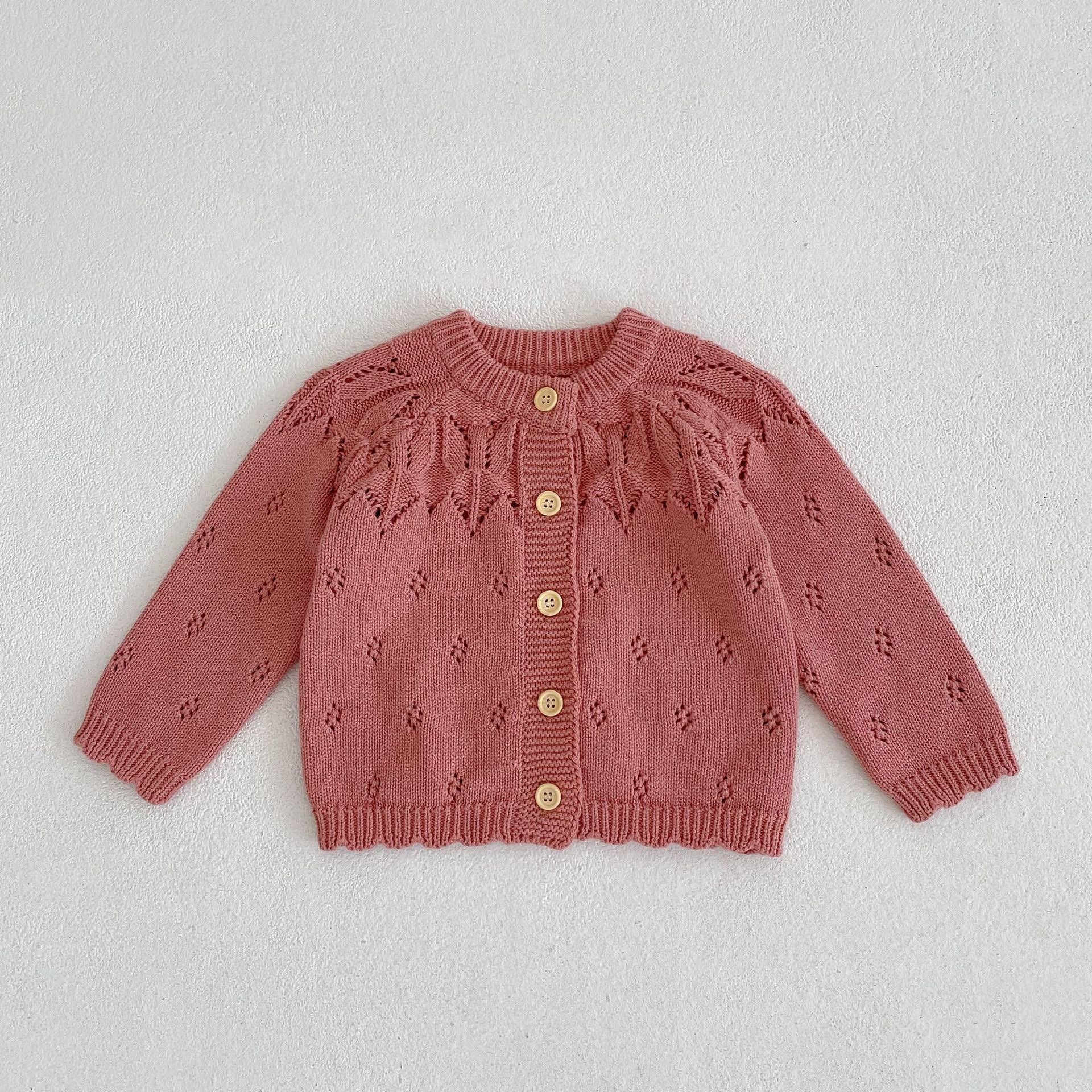 Baby Girls Jacquard Hollow Out Knit Cardigan