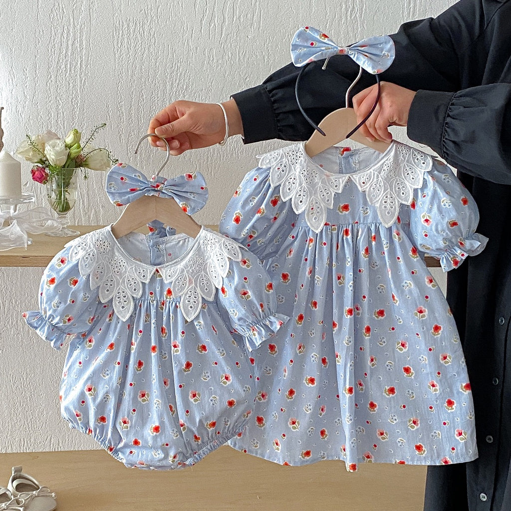 Infant Baby Romper Flying Sleeve Cotton Print Kids Princess Dresses