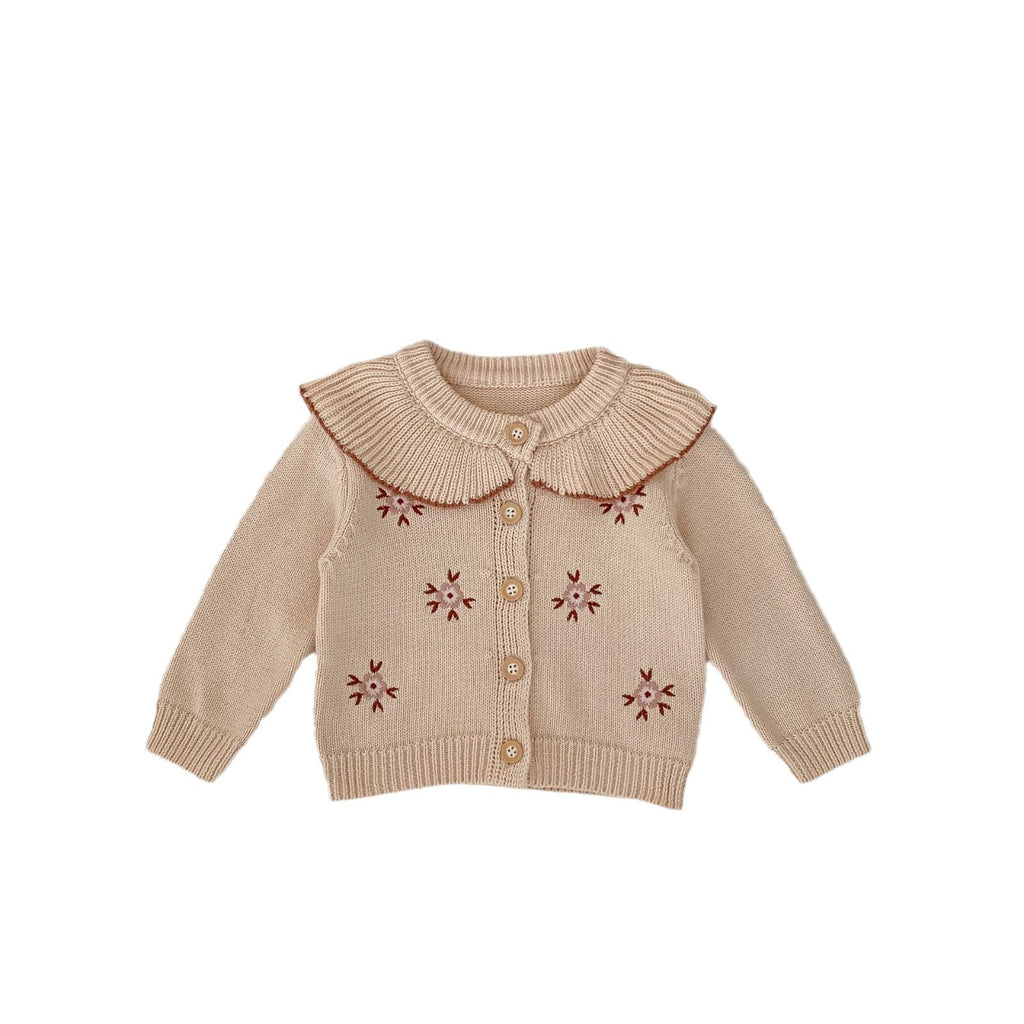 Children's Knitted Cardigan with Little Flowers