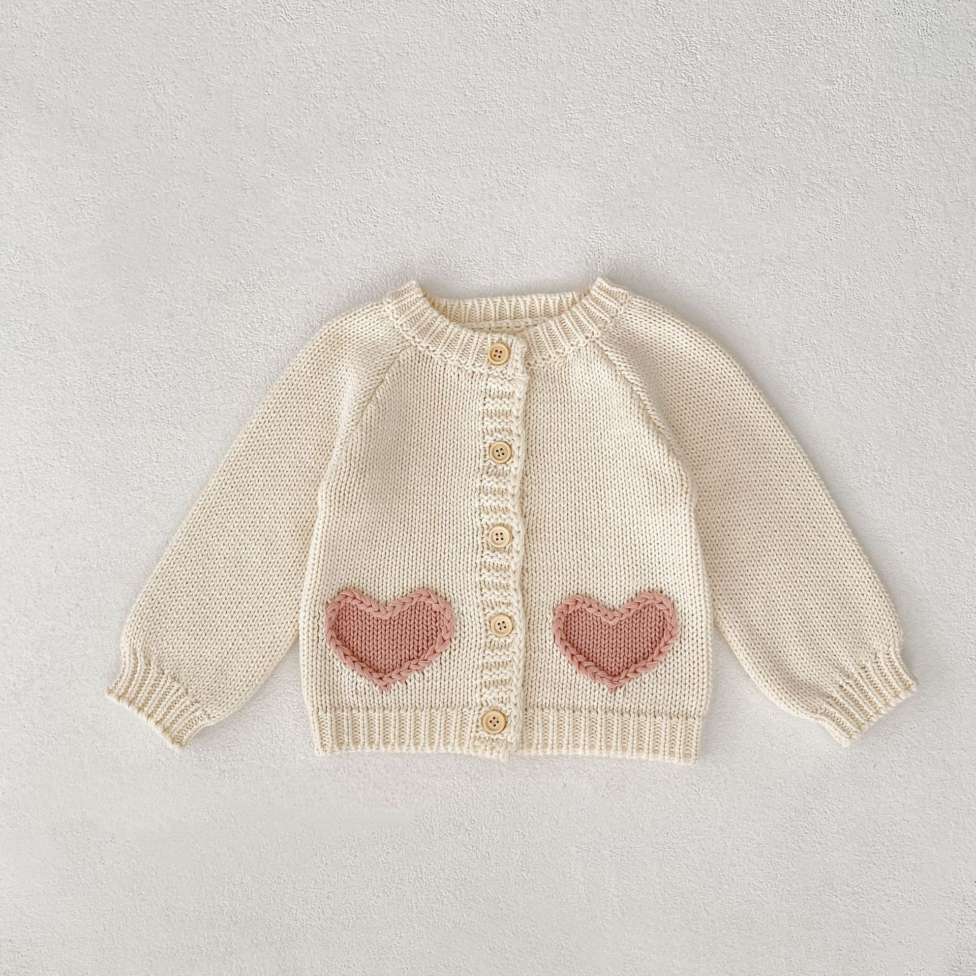 Children's Knitted Cardigan with Little Hearts