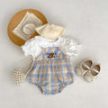 Baby Bodysuit with Teddy Bear Checkered Print