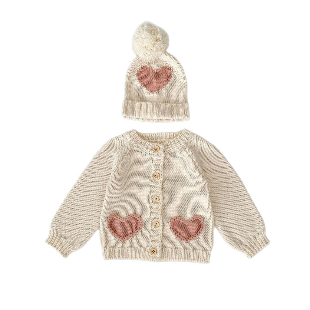 Children's Knitted Cardigan with Little Hearts