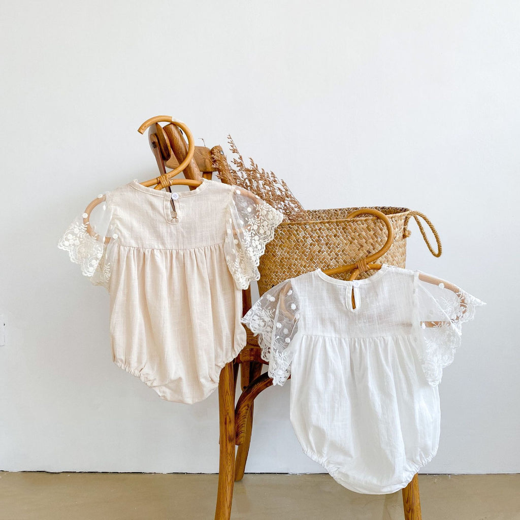 Baby Bodysuit with Lace Tulle Sleeves