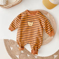 Children's Jumpsuit with Stripes and Teddy Bear