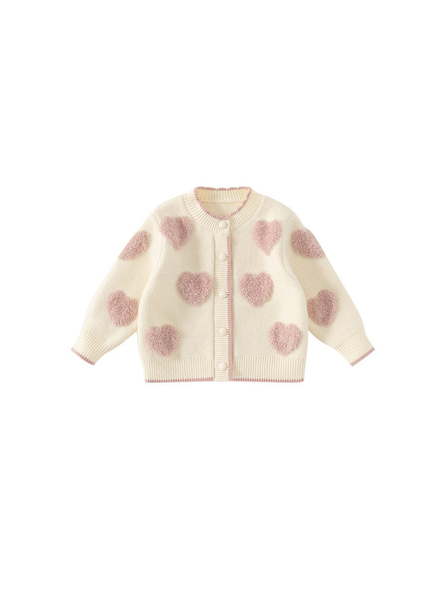 Knitted Cardigan with Hearts