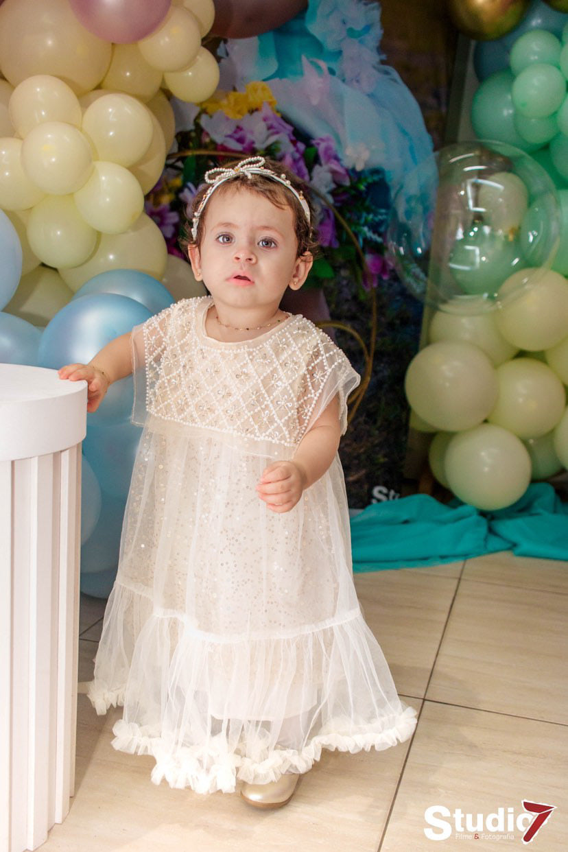 Vestito glitterato per bambine con ruches