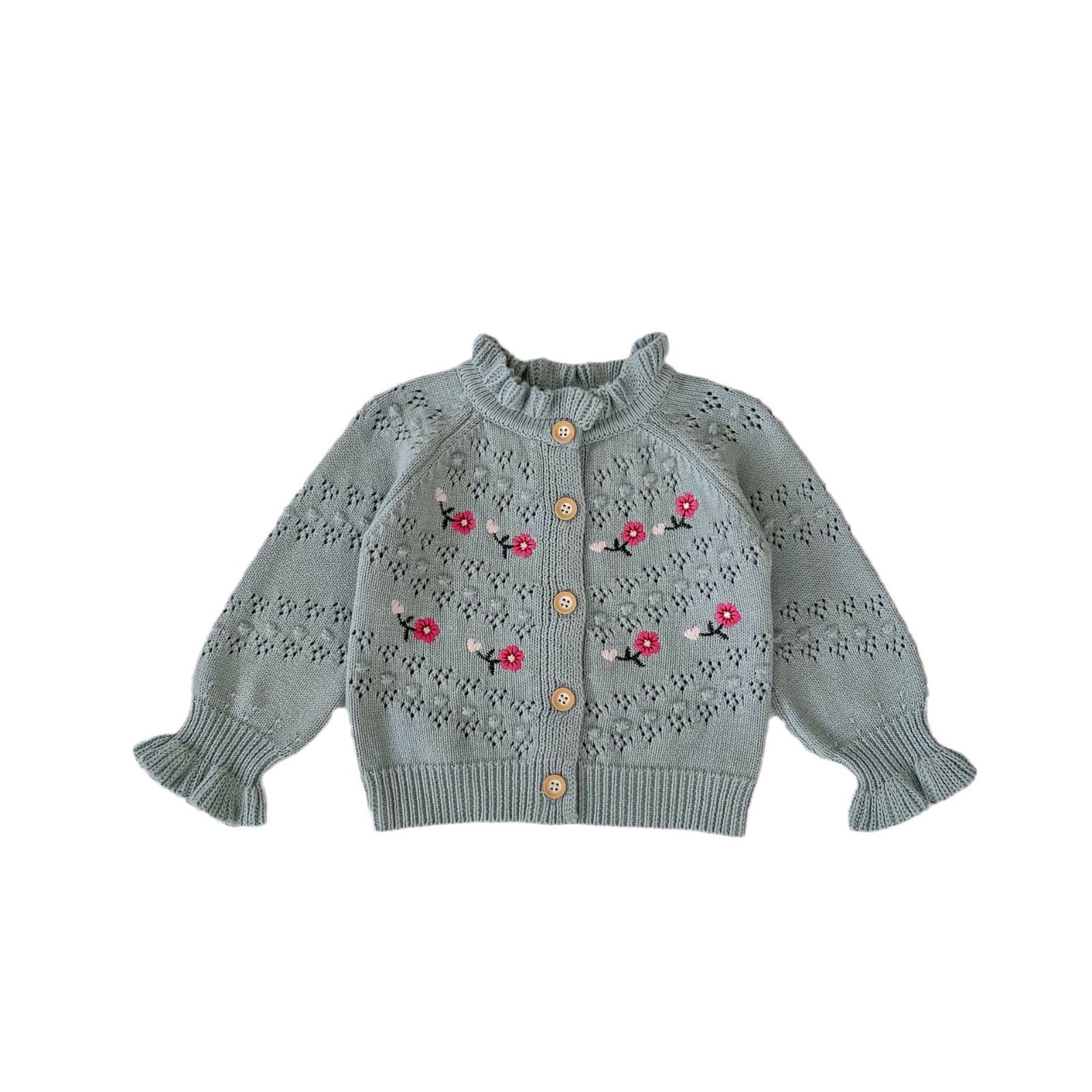 Children's Knitted Jacket with Little Flowers
