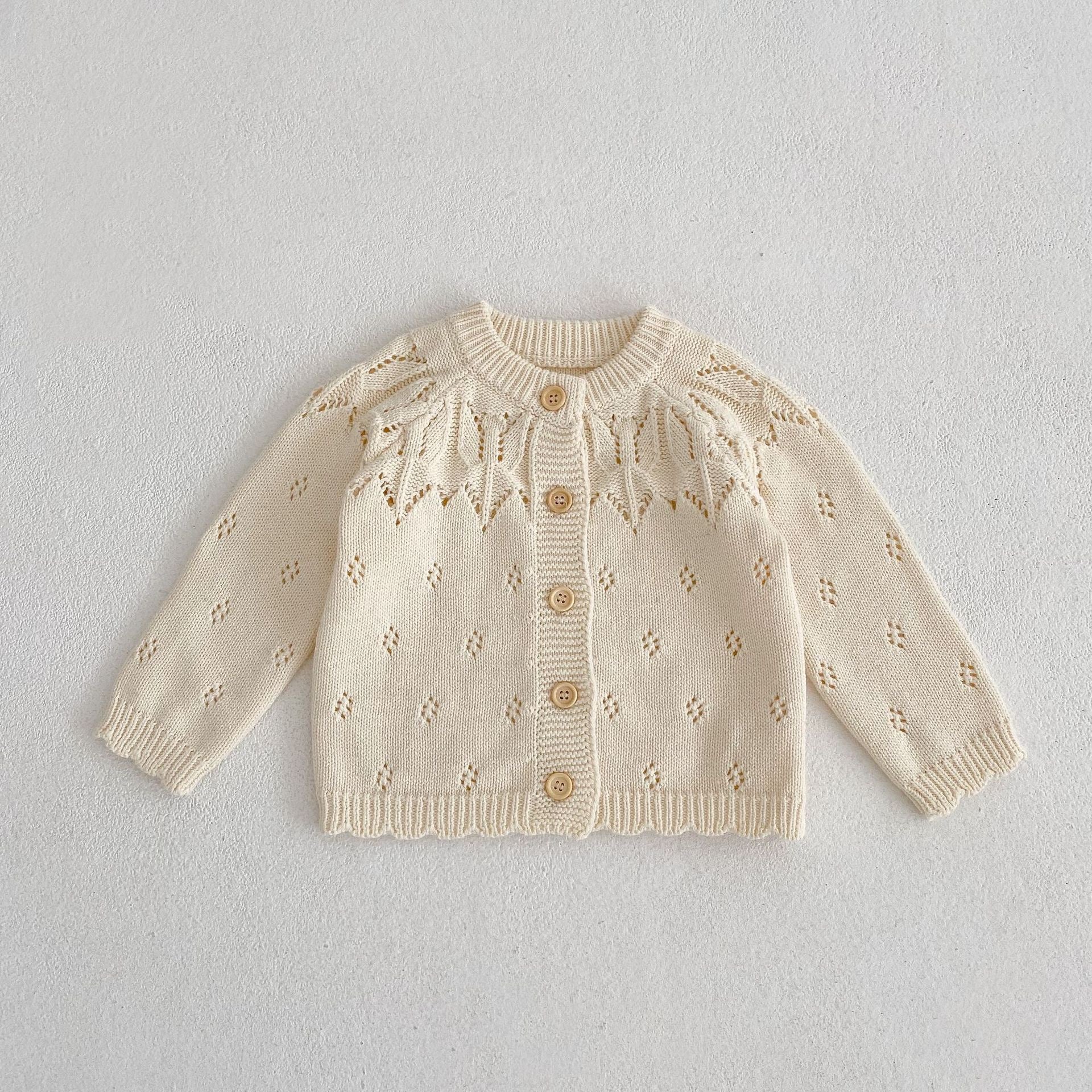 Baby Girls Jacquard Hollow Out Knit Cardigan