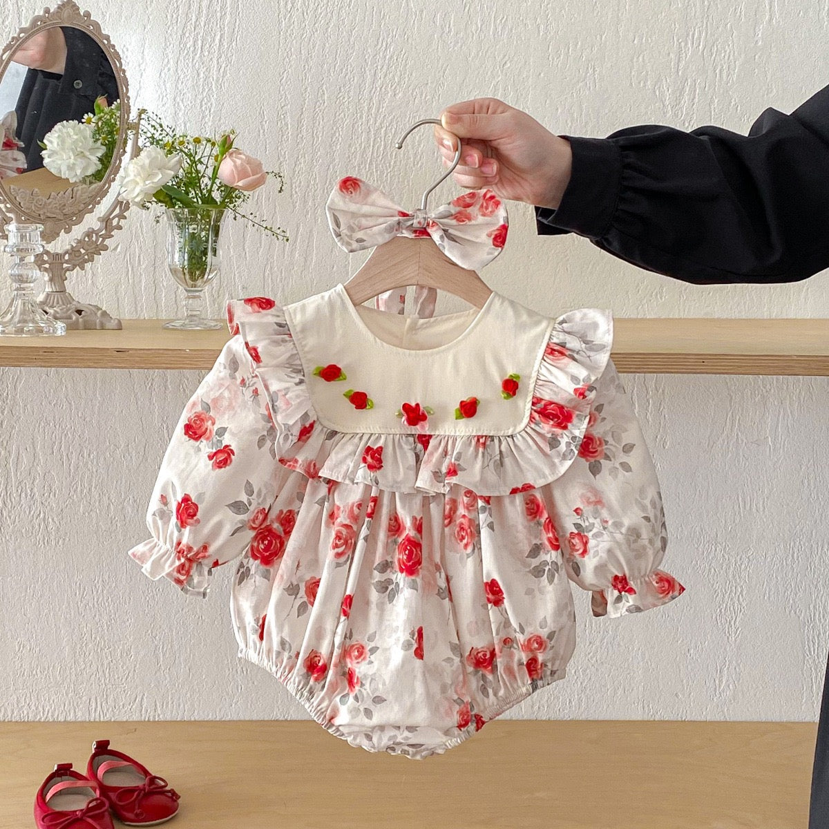 Long Sleeved Cotton Kids Princess Dresses Baby Girl Romper Sister Dress