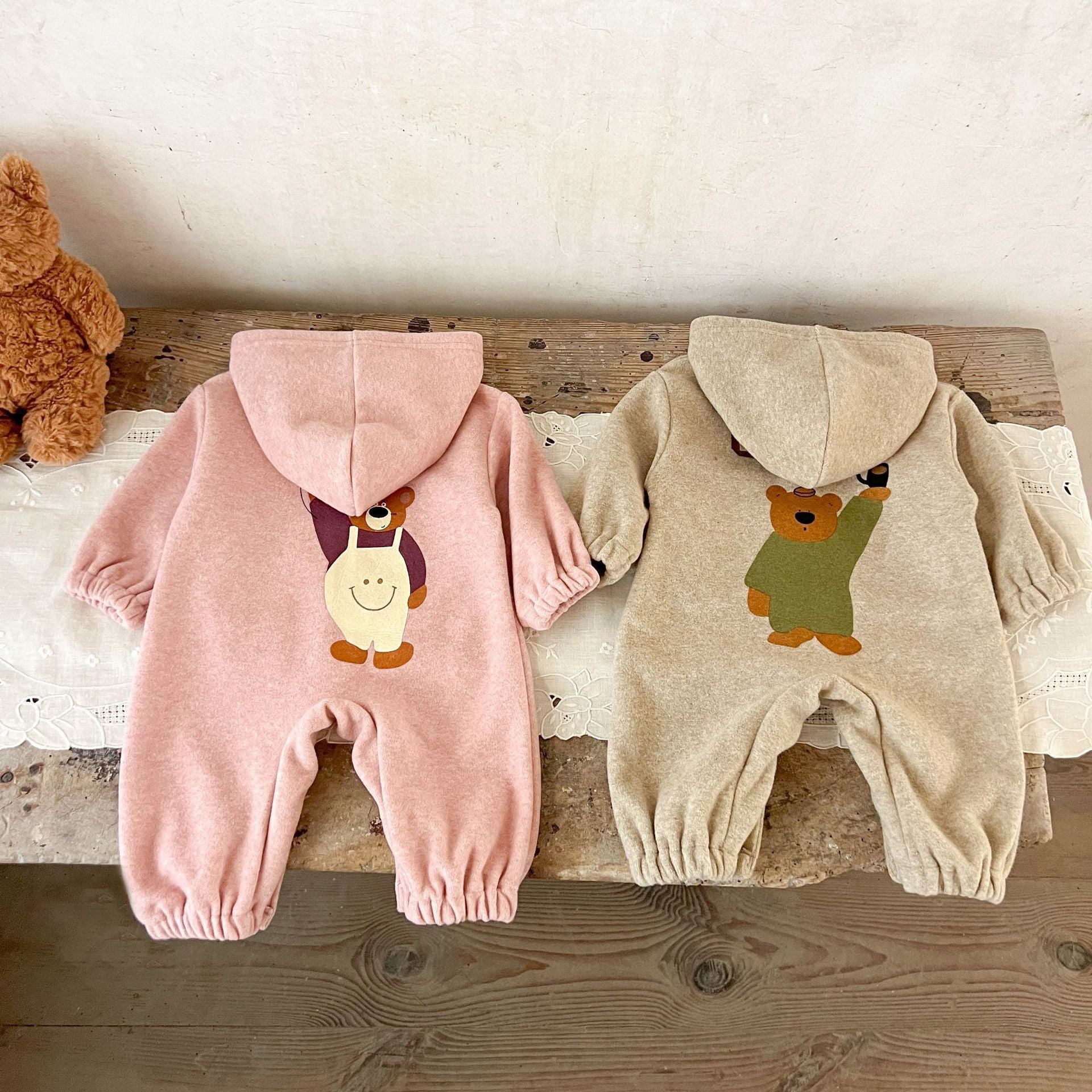 Baby Onesie with Teddy Bear and Pocket